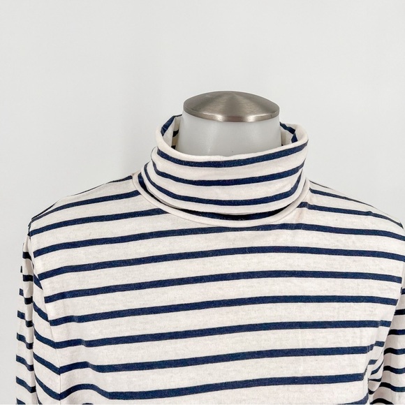 J Crew Stripped White/Blue Tissue Turtleneck - Picture 3 of 6